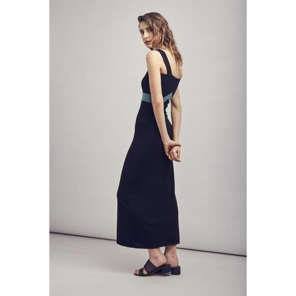 Mila Zovko Womens Size Large Dress Luna Sleeveless Maxi Black Green Colorblock - Picture 3 of 9